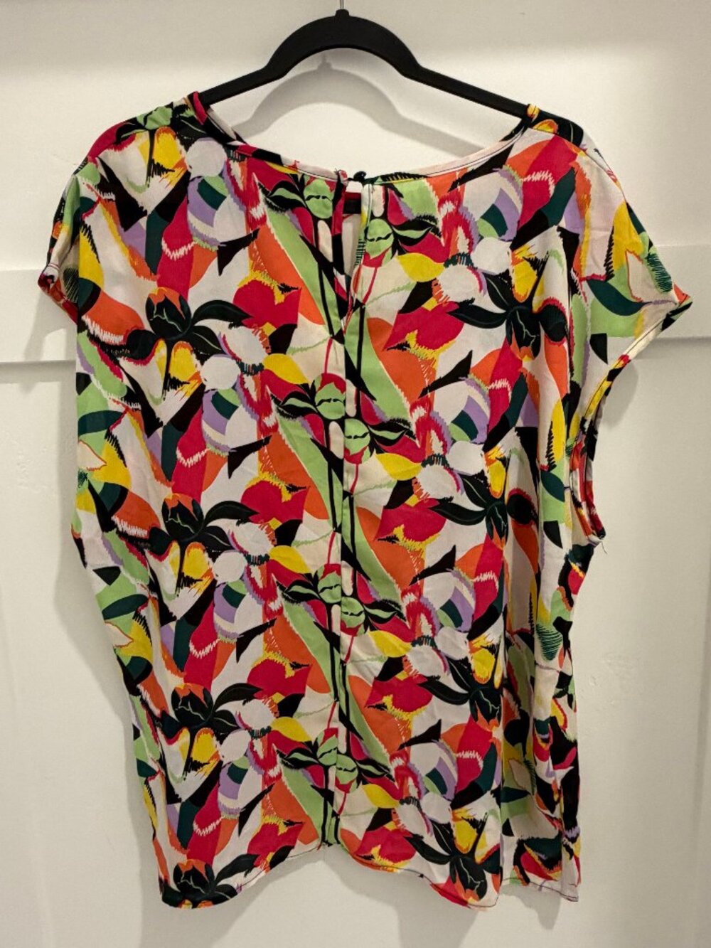 Ashley Stewart Floral Abstract Blouse Womens 14/16 Multicolor Keyhole Back Top - Picture 2 of 5